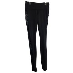 Lululemon Athletica Black Floral Side Panel Leggings Size 6
